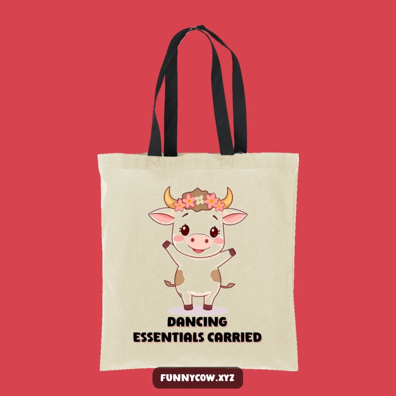 Funny Dancing Cow Flower Crown Tote Bag - Carry Your Moves!