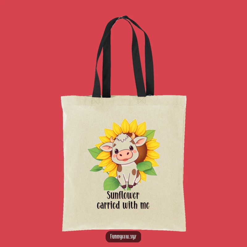 Funny Curious Cow Sunflower Tote Bag - Carry Your Secrets with Style!