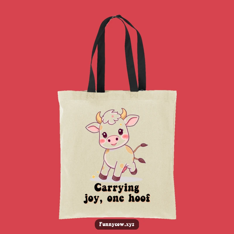 Funny Kawaii Cow Prancing Tote Bag: Cute Floral Carry-all, Perfect Funny Gift