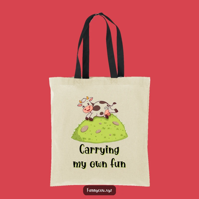 Happy Cow Slide Funny Tote Bag - Farm Animal Art Carryall Gift