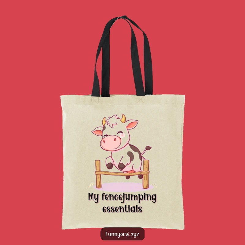 Funny Giggling Cow Fence Jump Tote Bag - Carry Your Giggles!